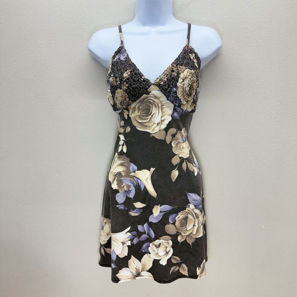 Vintage 90s Floral Smocked Babydoll Dress Small Romantic Whimsigoth Ethereal Y2k
